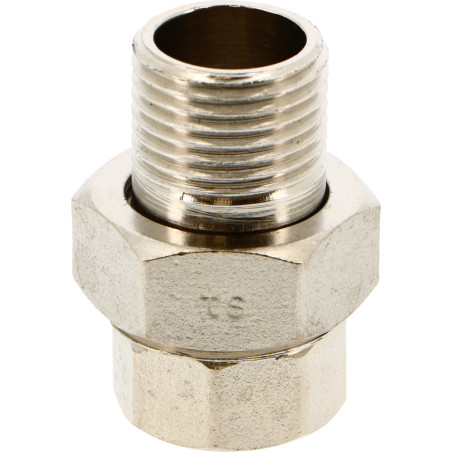 Raccord  1/2"MF  Nickelé3 pièces laiton à visser sphéro-conique