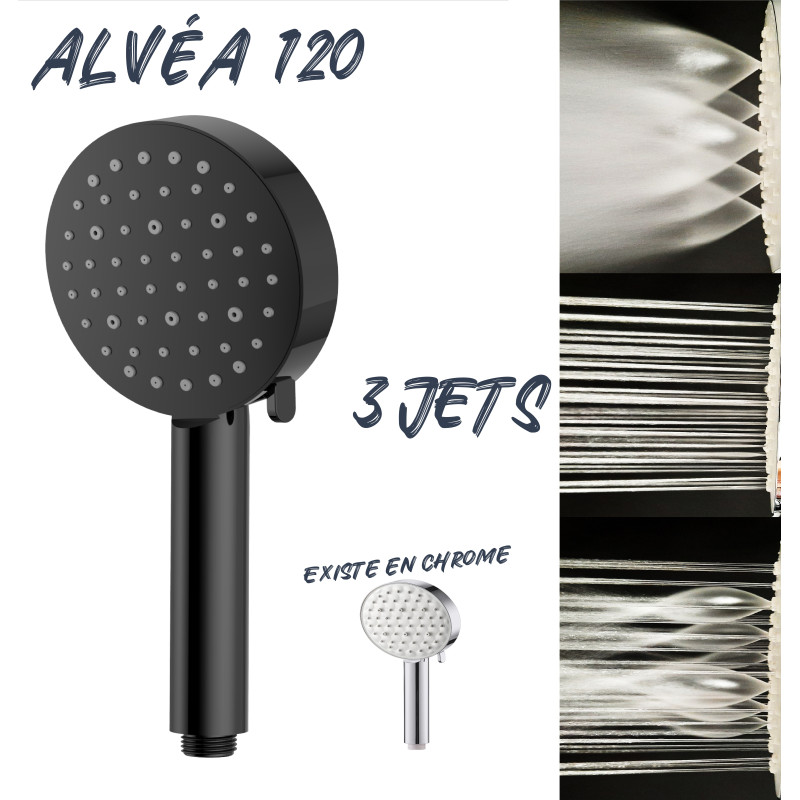 Douchette alvea black 3 jets 120 mm