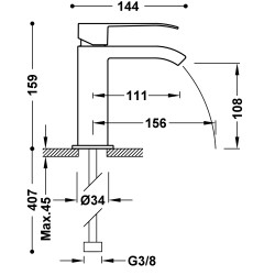 Cuadro tres mitigeur pour lavabo