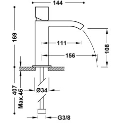 Cuadro tres mitigeur pour lavabo