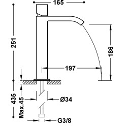 Cuadro tres mitigeur haut pour lavabo