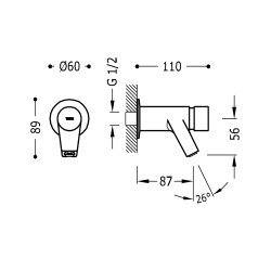 Tempotres robinet temporise mural a 1 eau pour lavabo