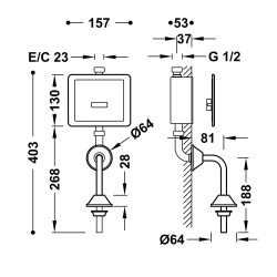 Electronic robinet electronique encastre avec capteur pour urinoir
