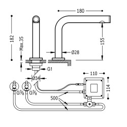 Trestronic robinet electronique avec systeme pre melangeur pour lavabo