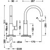 Cuadro tres mitigeur haut avec manette laterale pour lavabo