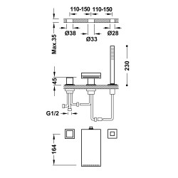 Cuadro tres mitigeur pour rebord de baignoire