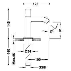 Cuadro tres robinet a 1 eau pour lavabo