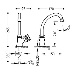 Mitigeurs evier essential robinet a 1 eau de service ou pour lave mains avec volant lateral