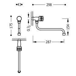Mitigeurs evier essential robinet mural a 1 eau de service ou lave mains