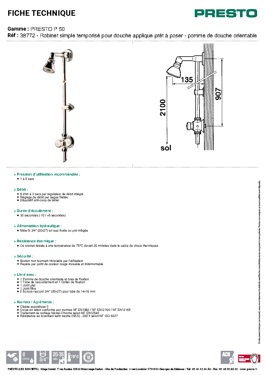Fiche technique fournisseur