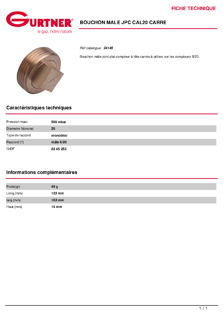 Fiche technique fournisseur