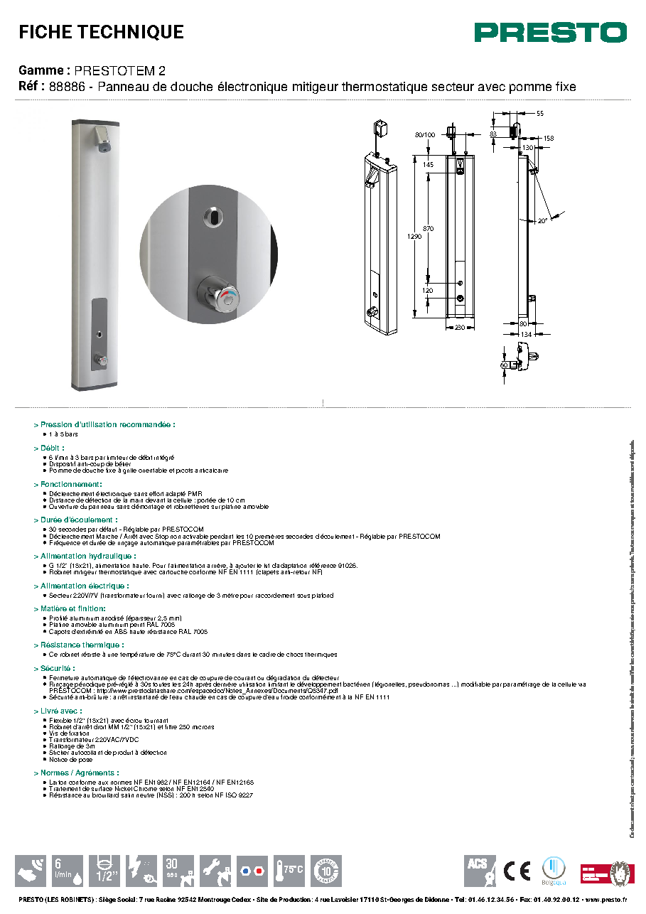Fiche technique fournisseur