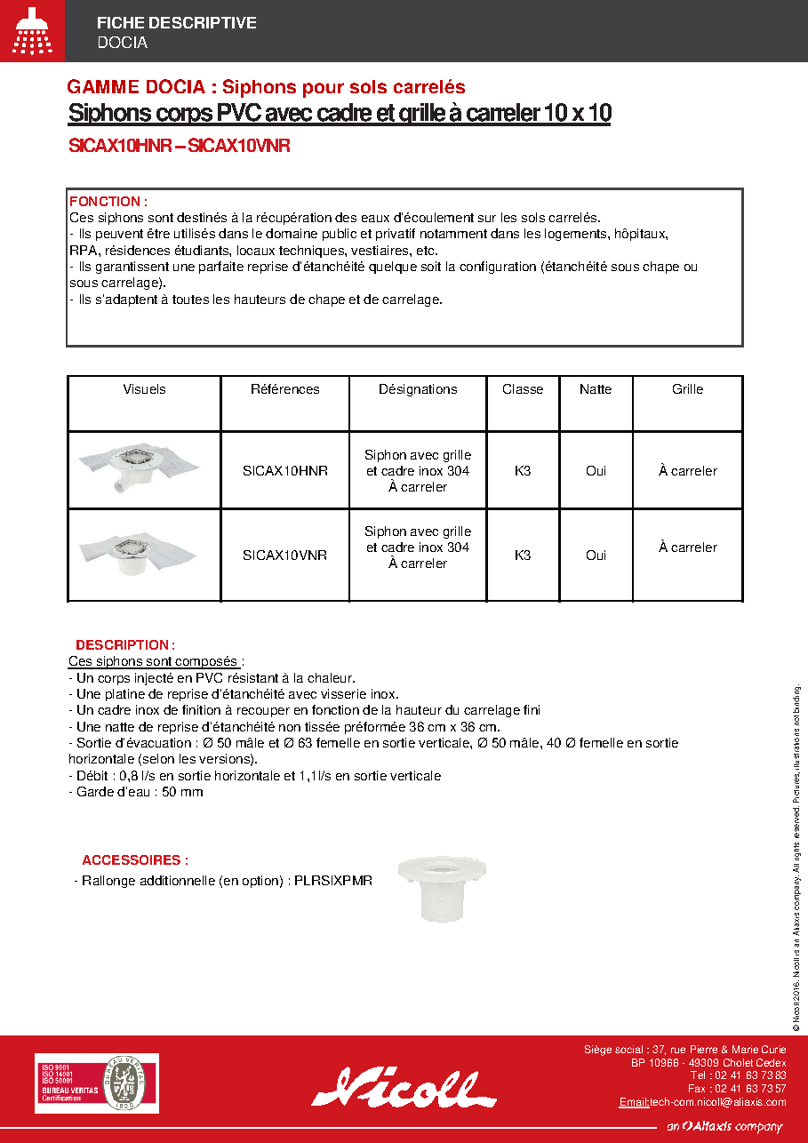 Fiche technique fournisseur