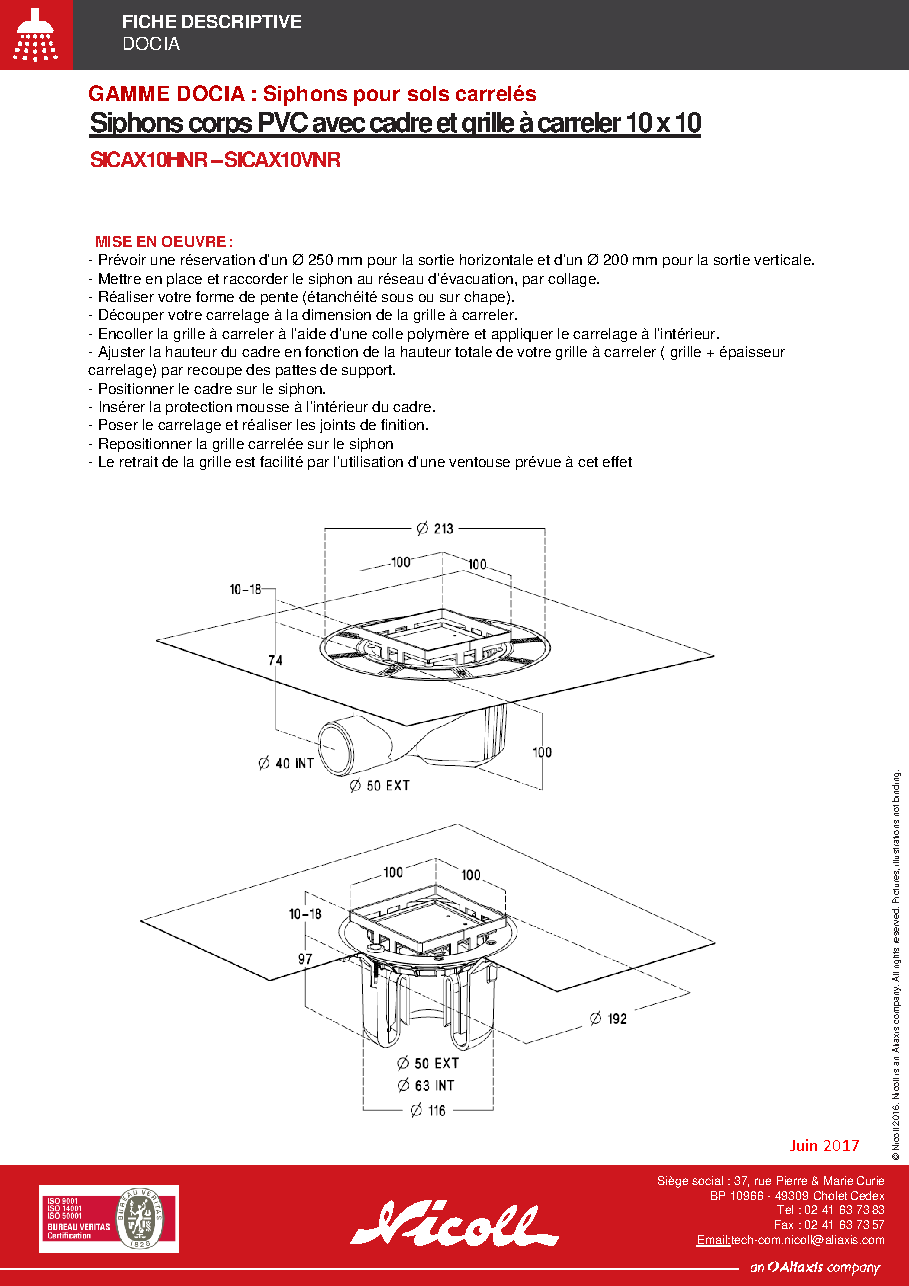 Fiche technique fournisseur