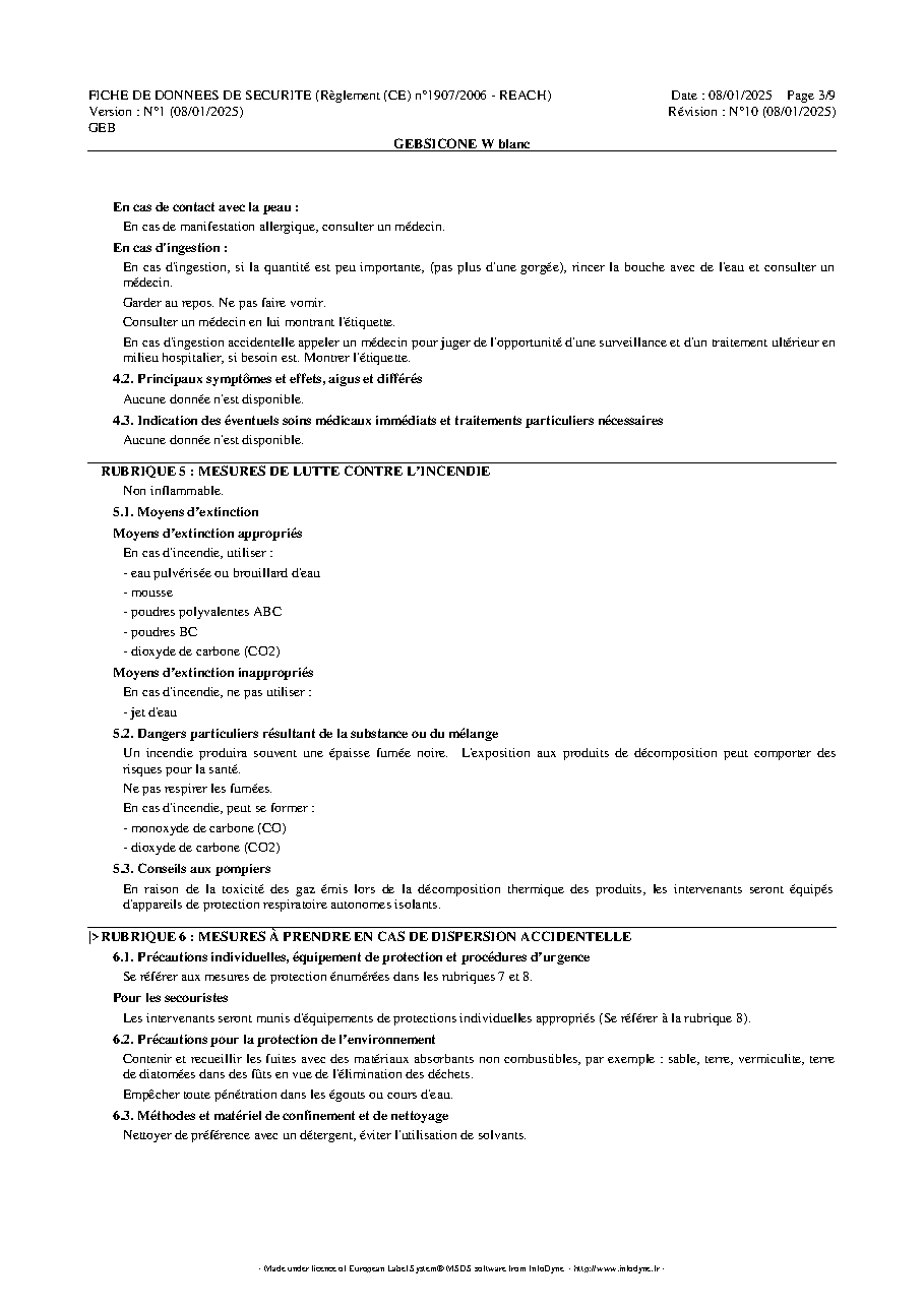 Fiche technique fournisseur