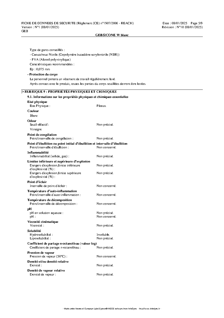Fiche technique fournisseur