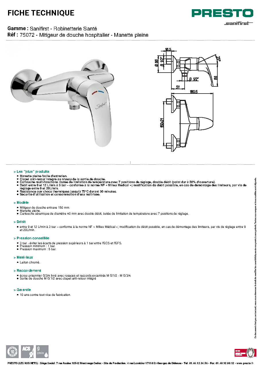 Fiche technique fournisseur
