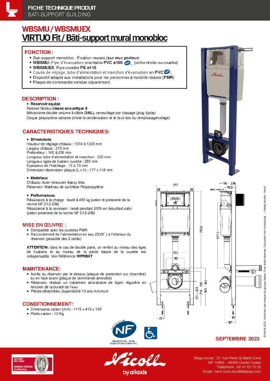 Fiche technique fournisseur