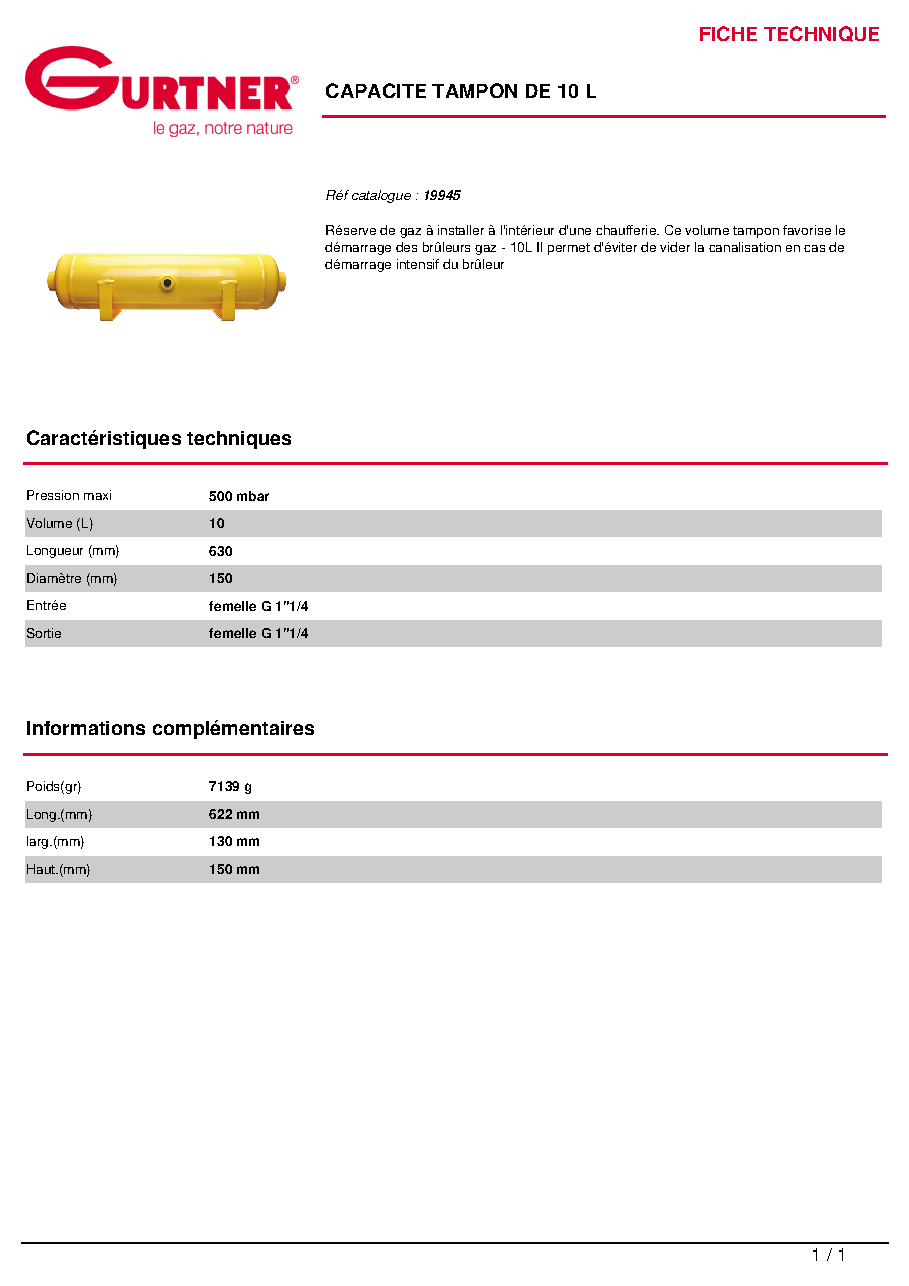 Fiche technique fournisseur