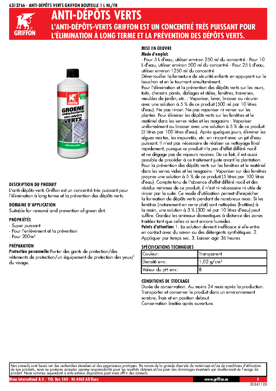 Fiche technique fournisseur