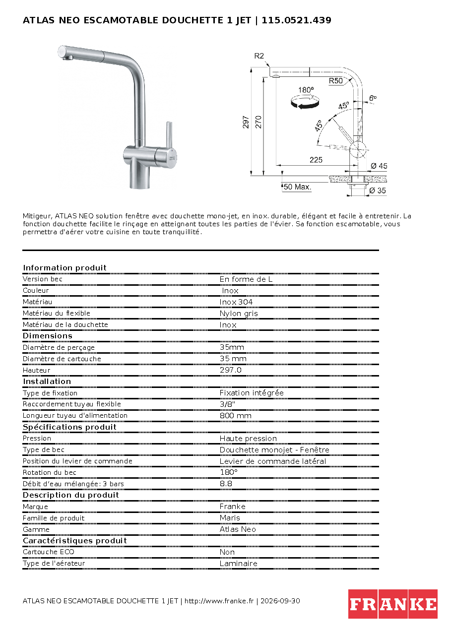 Fiche technique fournisseur