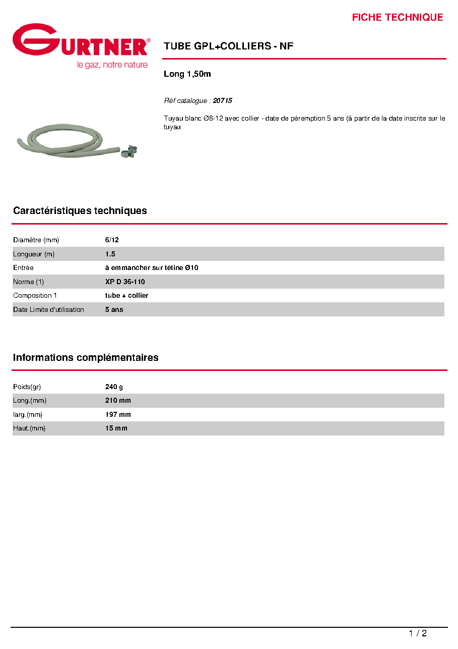 Fiche technique fournisseur
