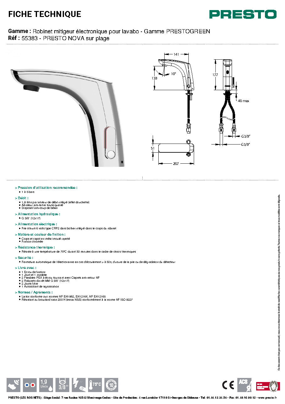 Fiche technique fournisseur