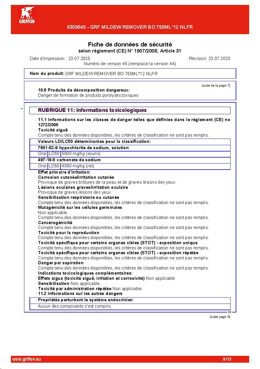 Fiche technique fournisseur