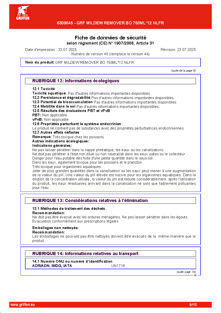 Fiche technique fournisseur