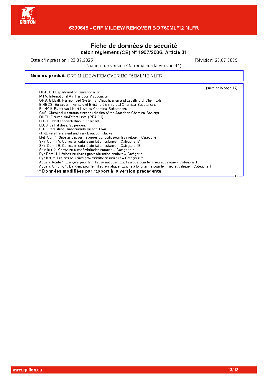 Fiche technique fournisseur