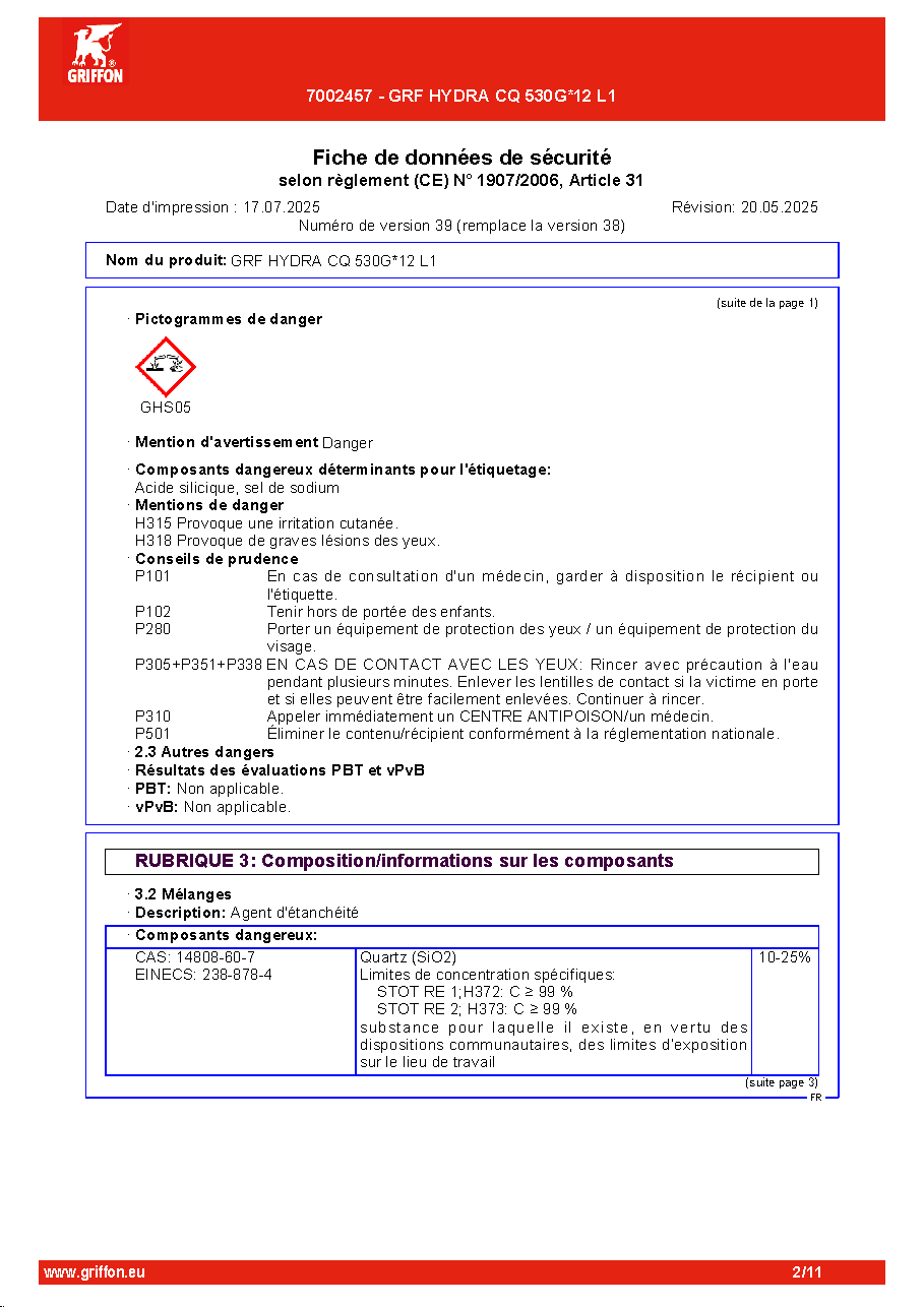 Fiche technique fournisseur