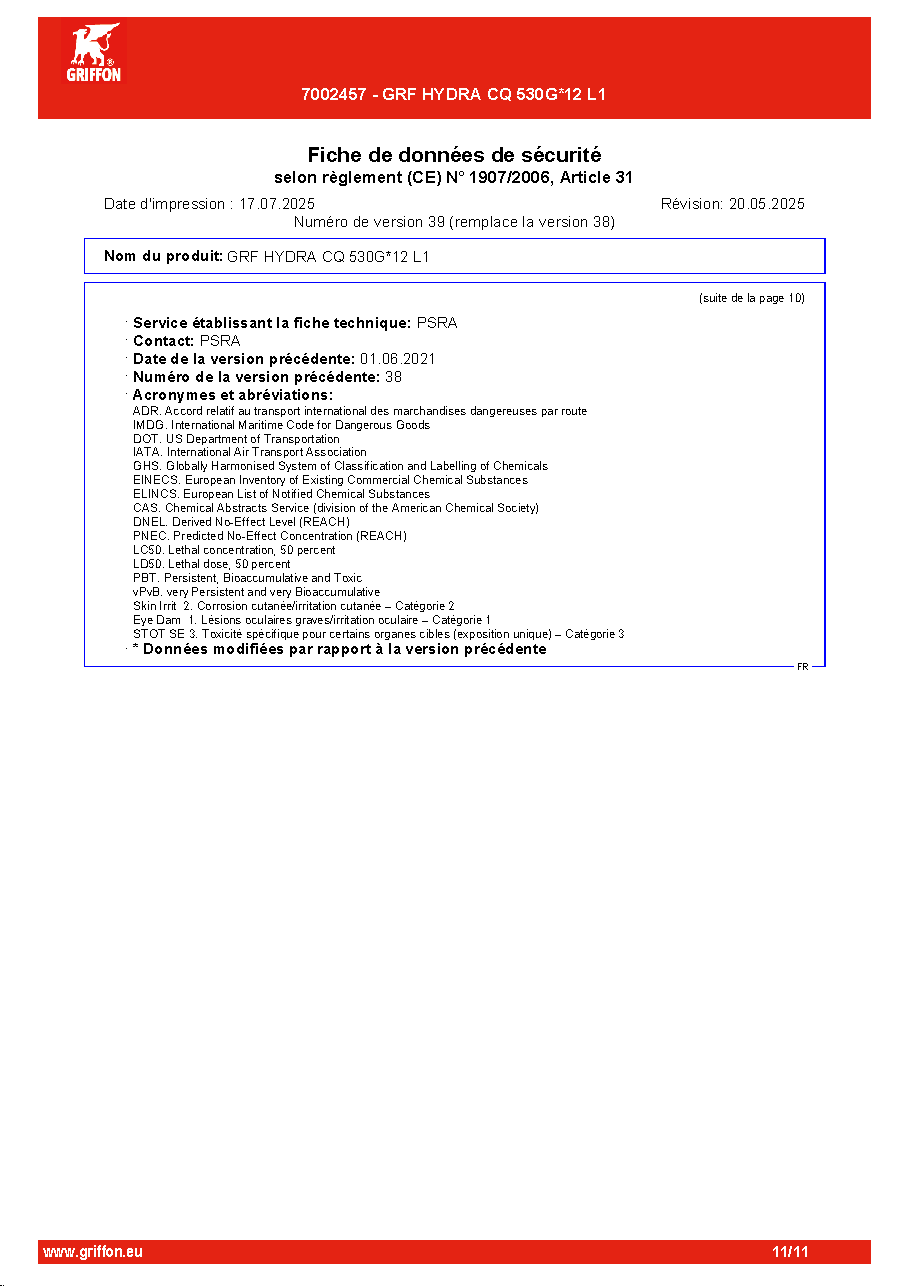 Fiche technique fournisseur
