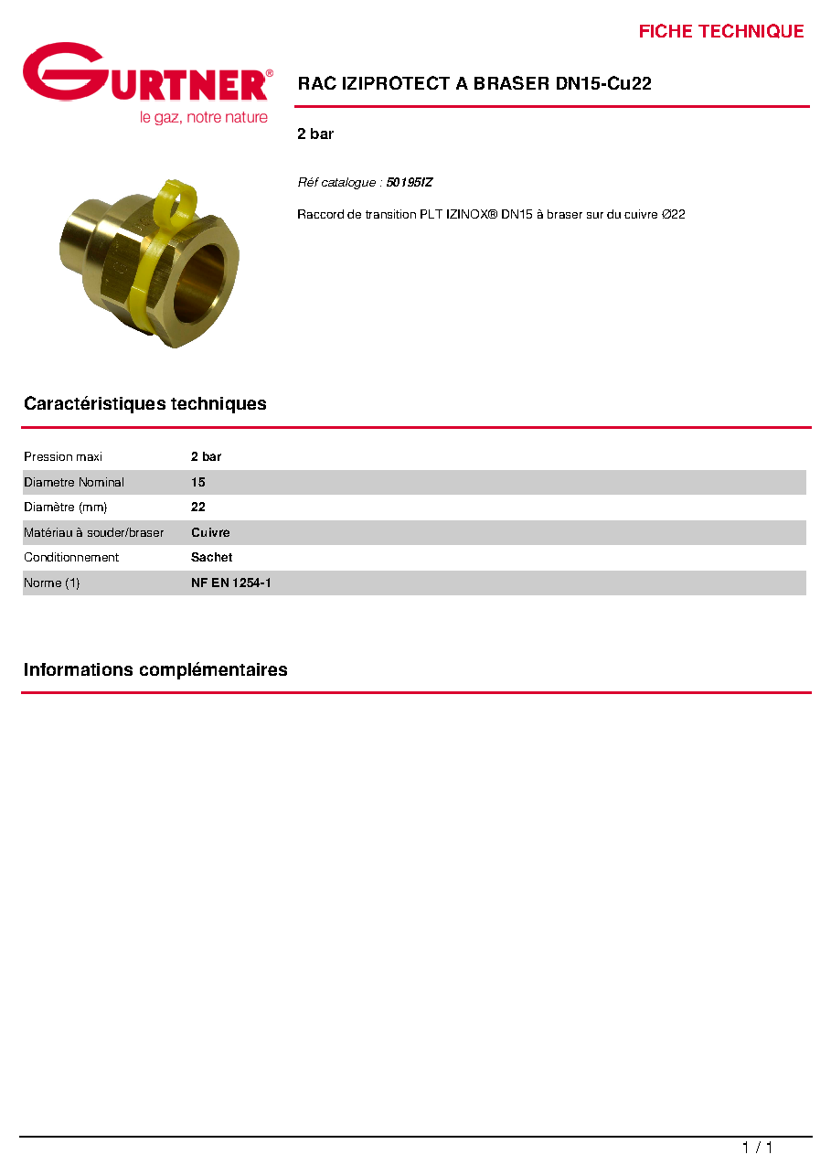 Fiche technique fournisseur