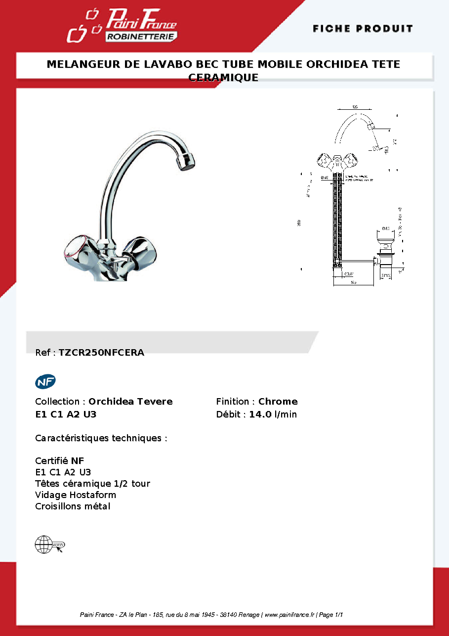 Fiche technique fournisseur