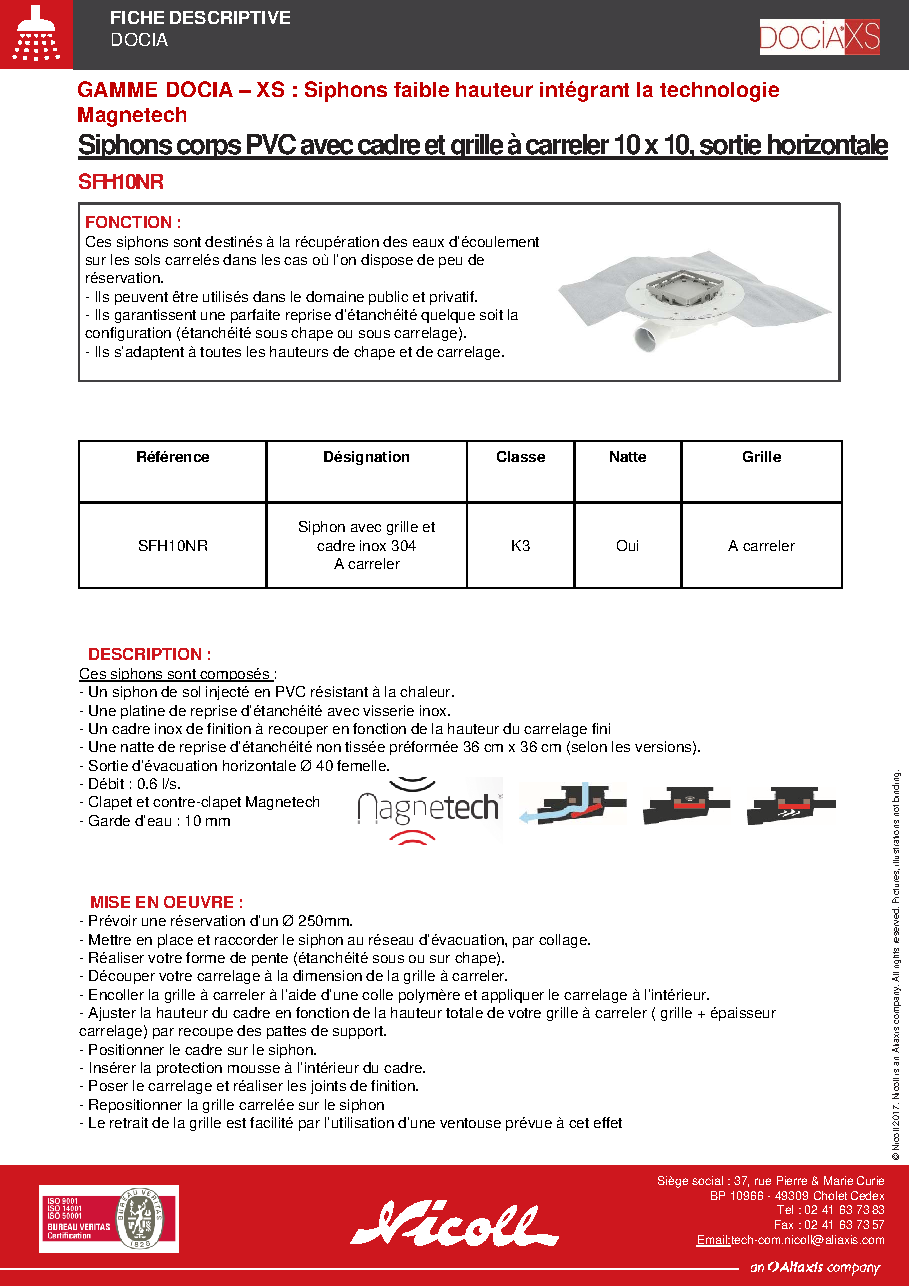 Fiche technique fournisseur