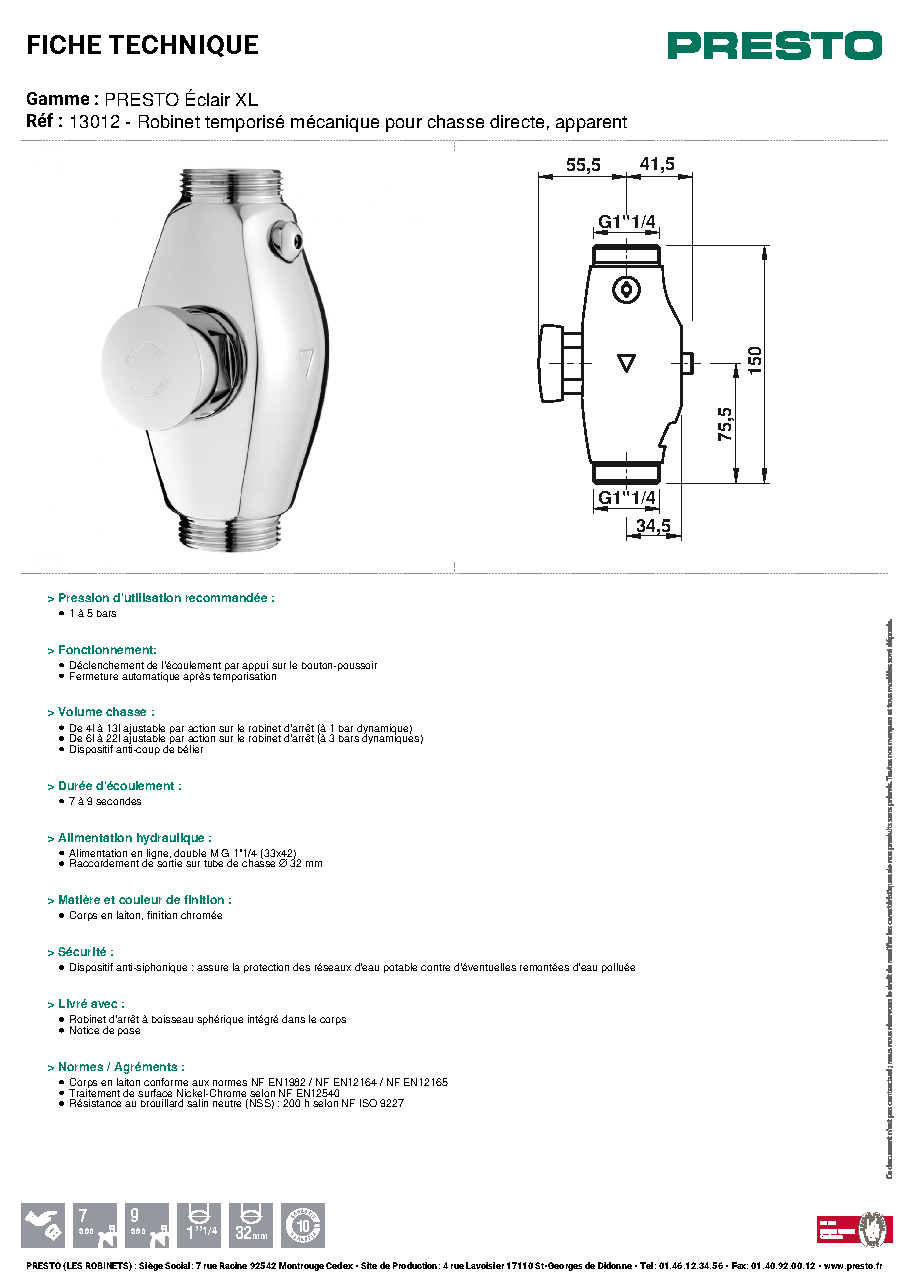 Fiche technique fournisseur