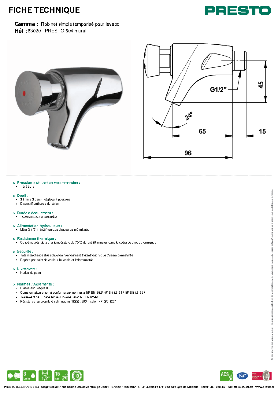 Fiche technique fournisseur
