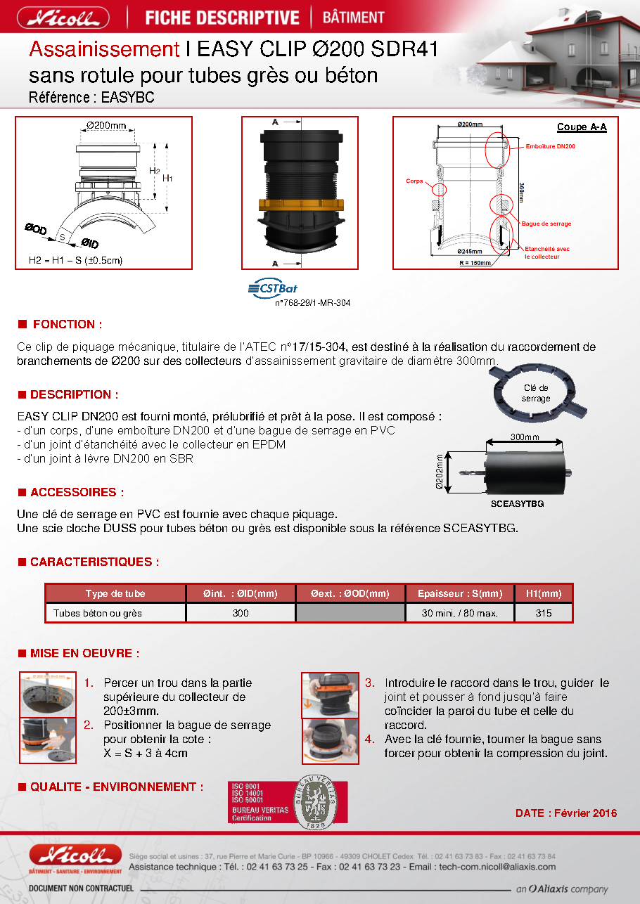 Fiche technique fournisseur