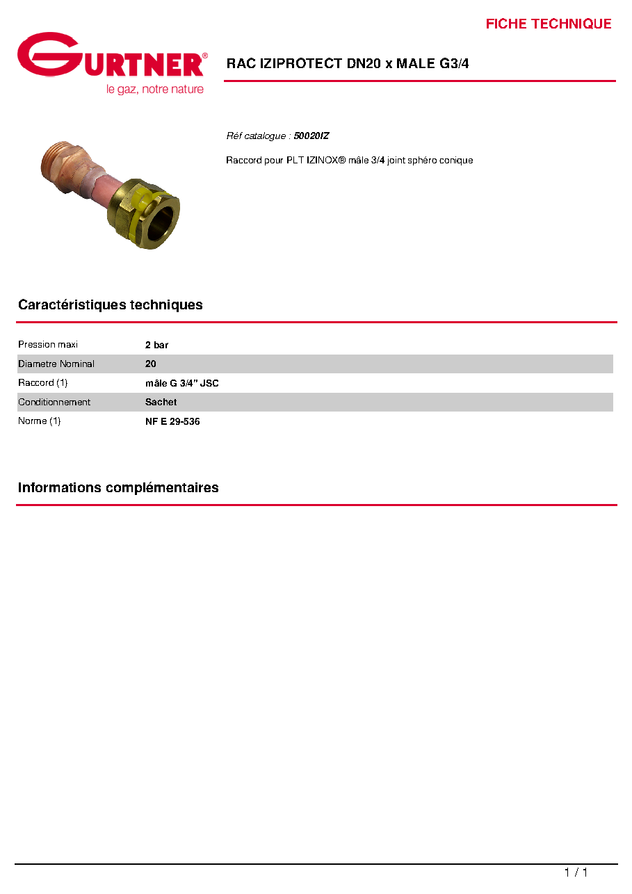 Fiche technique fournisseur
