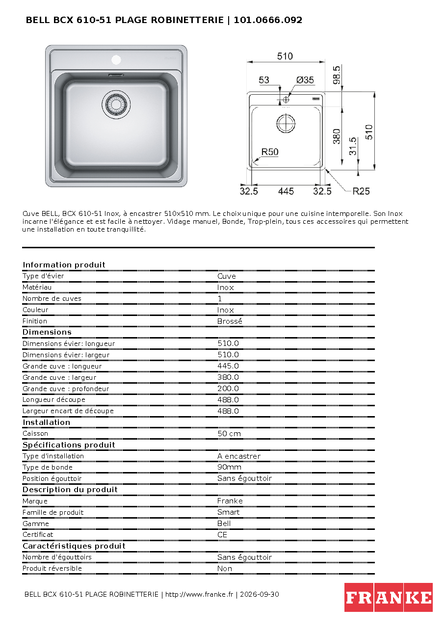 Fiche technique fournisseur