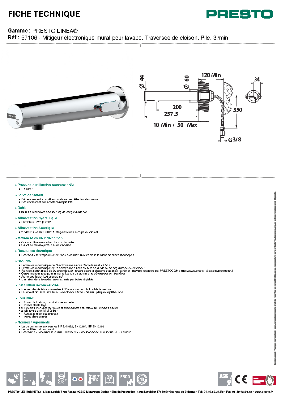 Fiche technique fournisseur