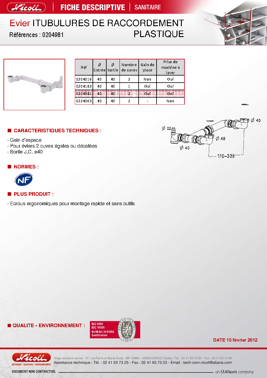 Fiche technique fournisseur