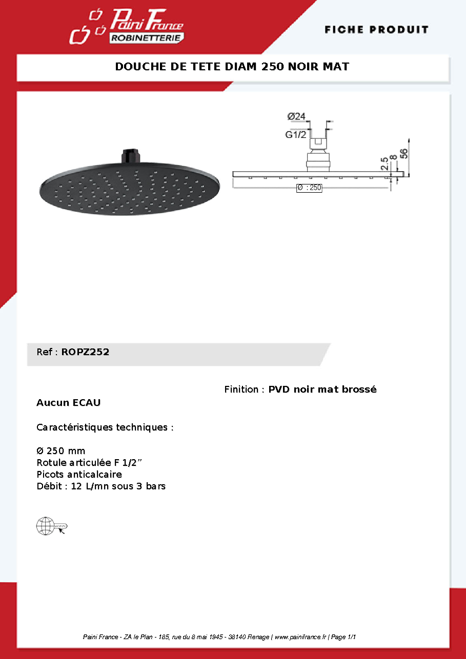 Fiche technique fournisseur