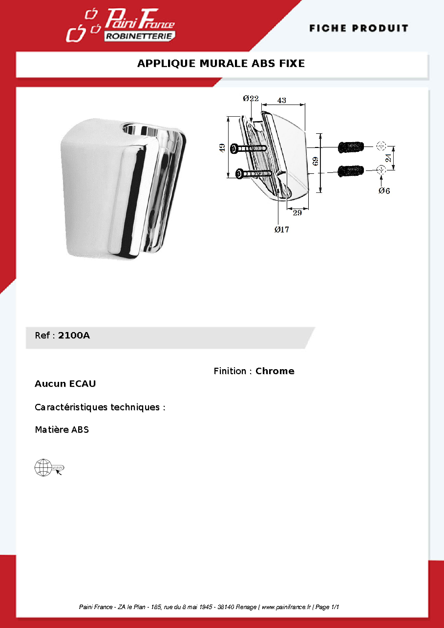 Fiche technique fournisseur