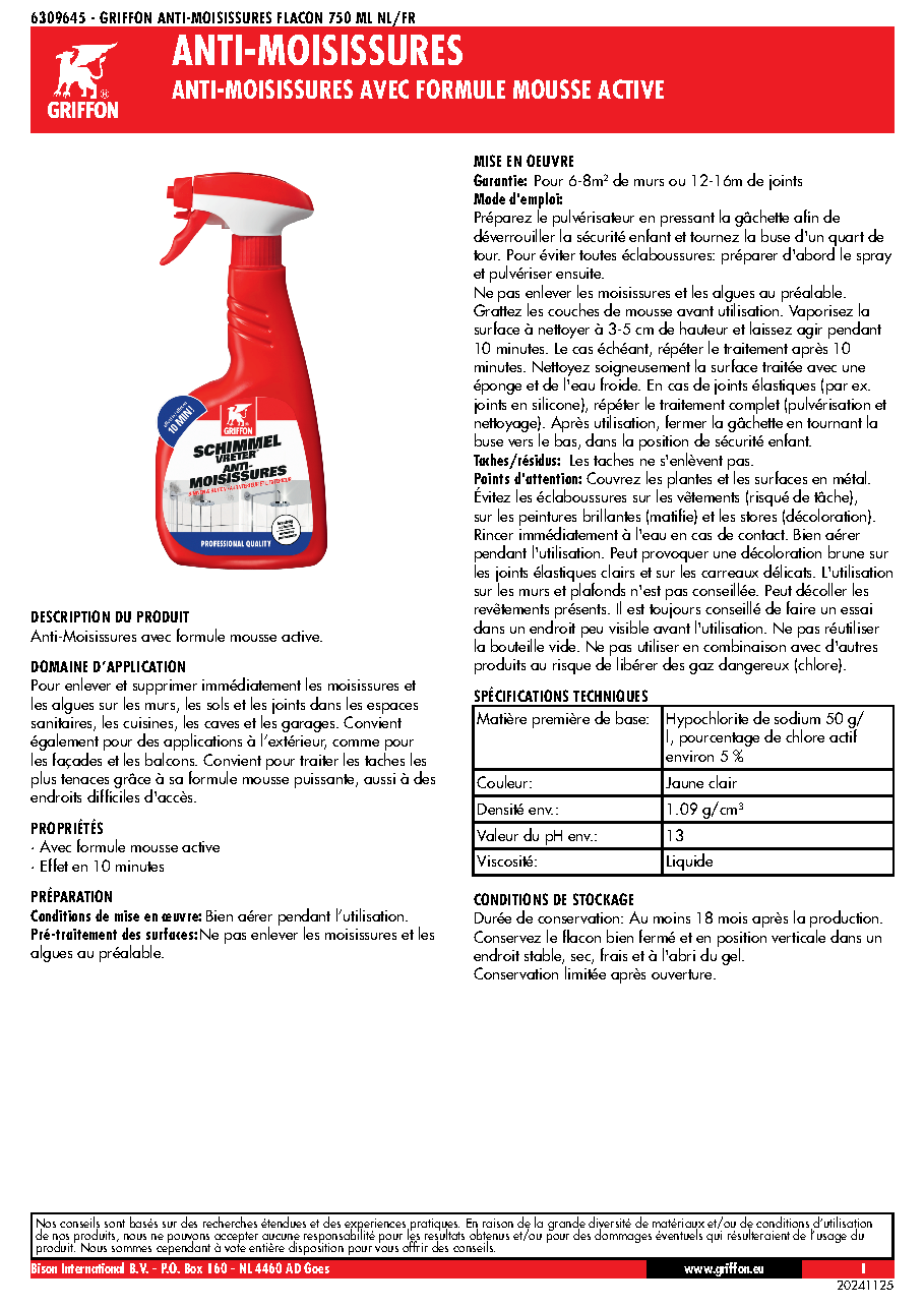 Fiche technique fournisseur