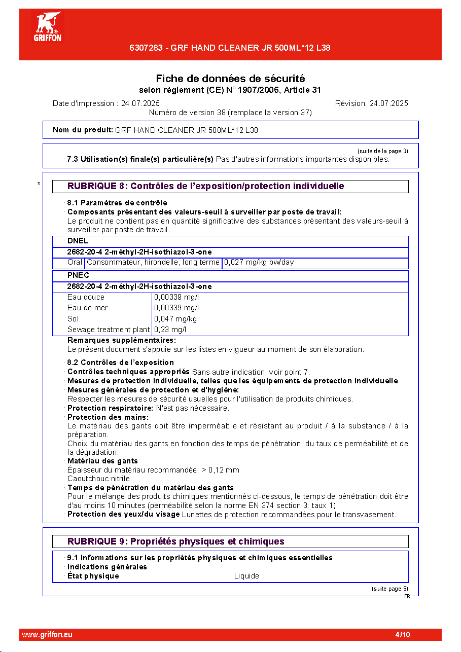 Fiche technique fournisseur