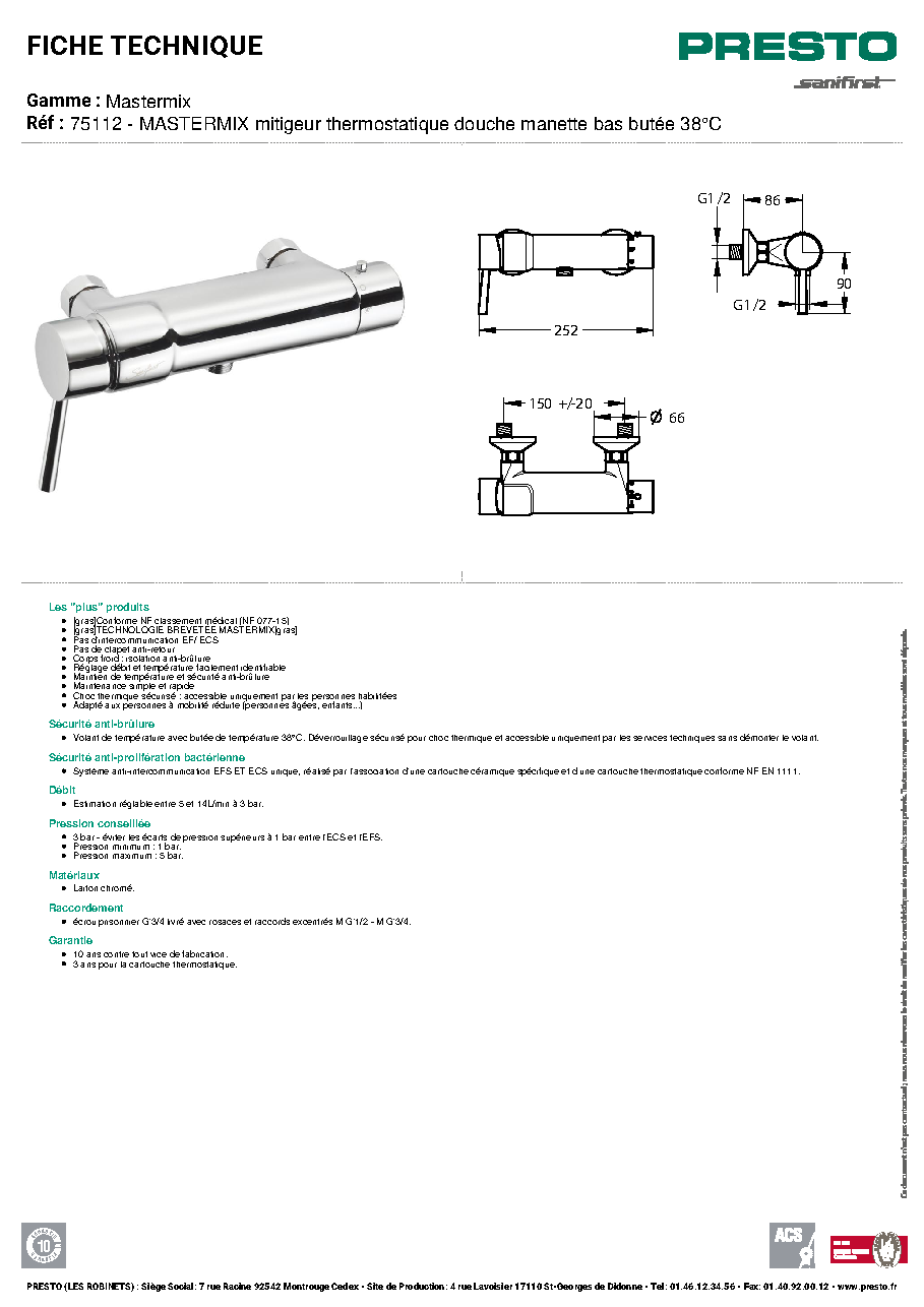 Fiche technique fournisseur