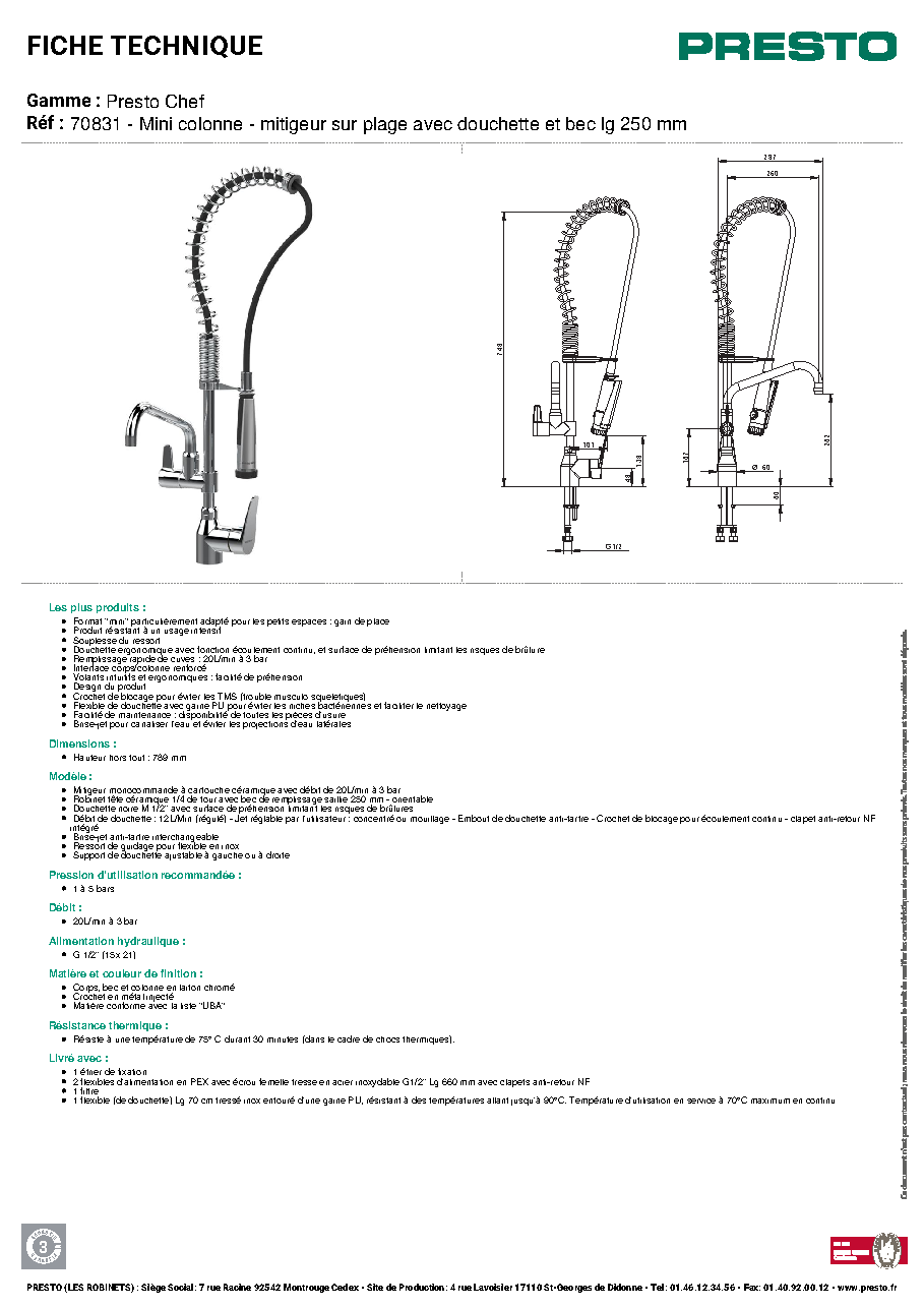 Fiche technique fournisseur