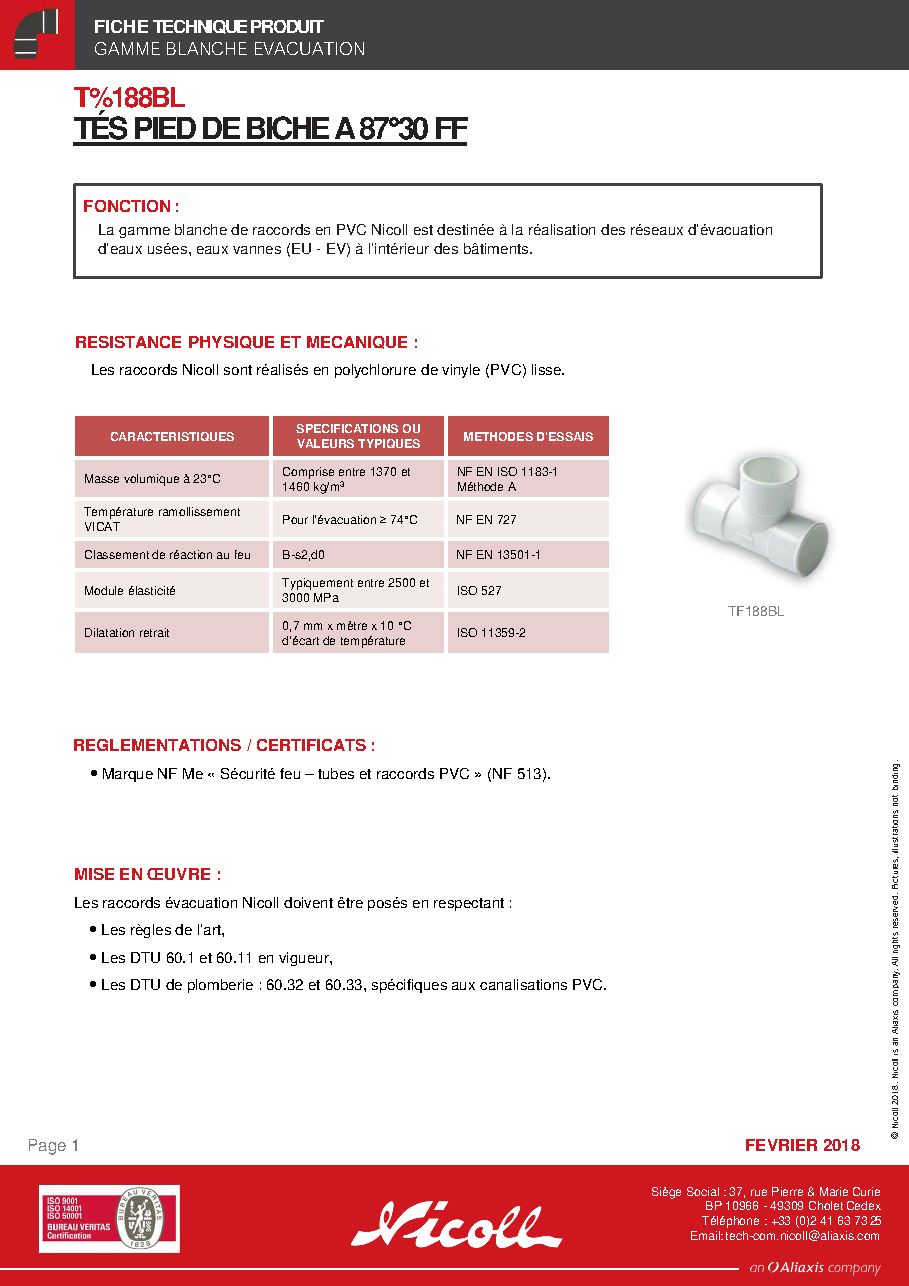 Fiche technique fournisseur