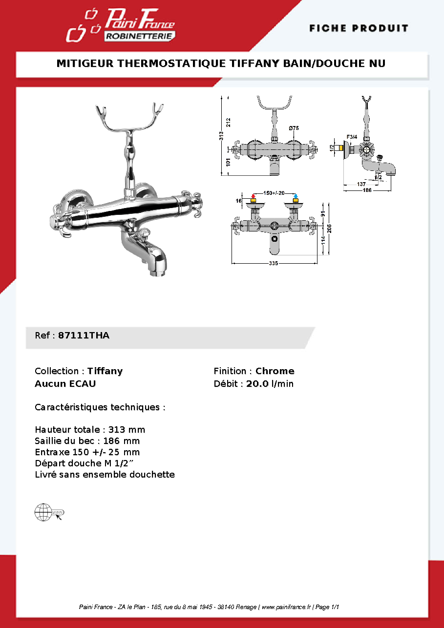 Fiche technique fournisseur
